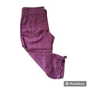 Jacob Purple Linen Crop Pants Capris 13/14 Pockets
